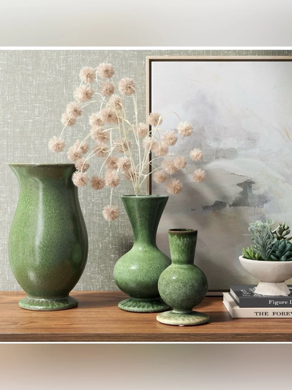 NEW! Tall Glazed Ceramic Vase Green - Threshold 13” Inches, Summer 2026